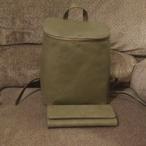 Universal thread faux leather backpack and wallet